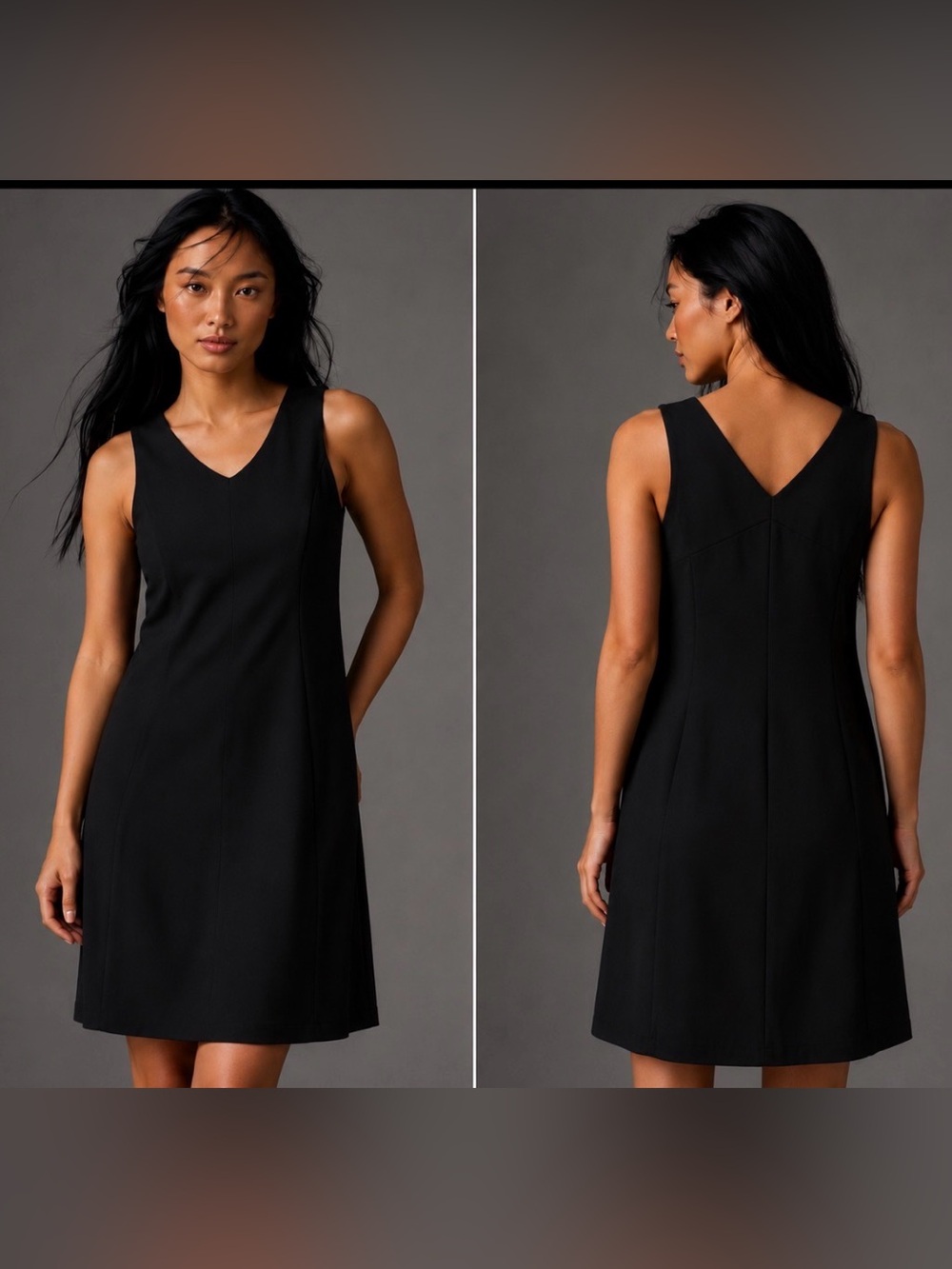 Eileen‎ Fisher Black Sleeveless Shift Dress S Sheath Minimalist Quiet Luxury